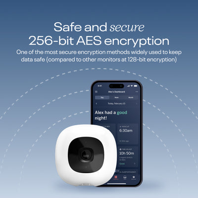 Image of safe and secure 256-bit aes encryption - one of the most secure encryption methods widley used to keep data safe (compared to other monitors at 128-bit encryption) 