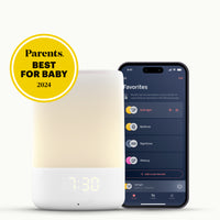 nanit sound + light and nanit sound + light app with "parents. best for baby 2024" award badge