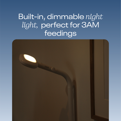 built-in, dimmable night light, perfect for 3 AM feedings