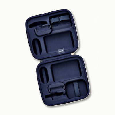 Inside Nanit Traveling Light Case in blue oxford 